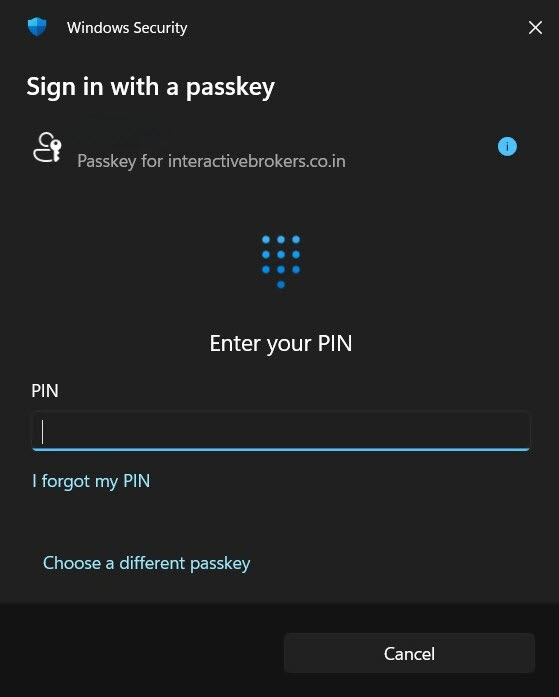 Windows Sign in with Passkey